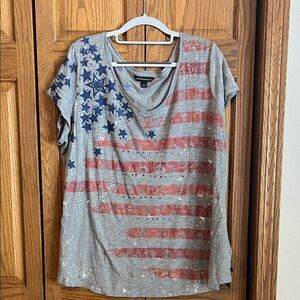 Patriotic Gray American Flag Short Sleeve Tee